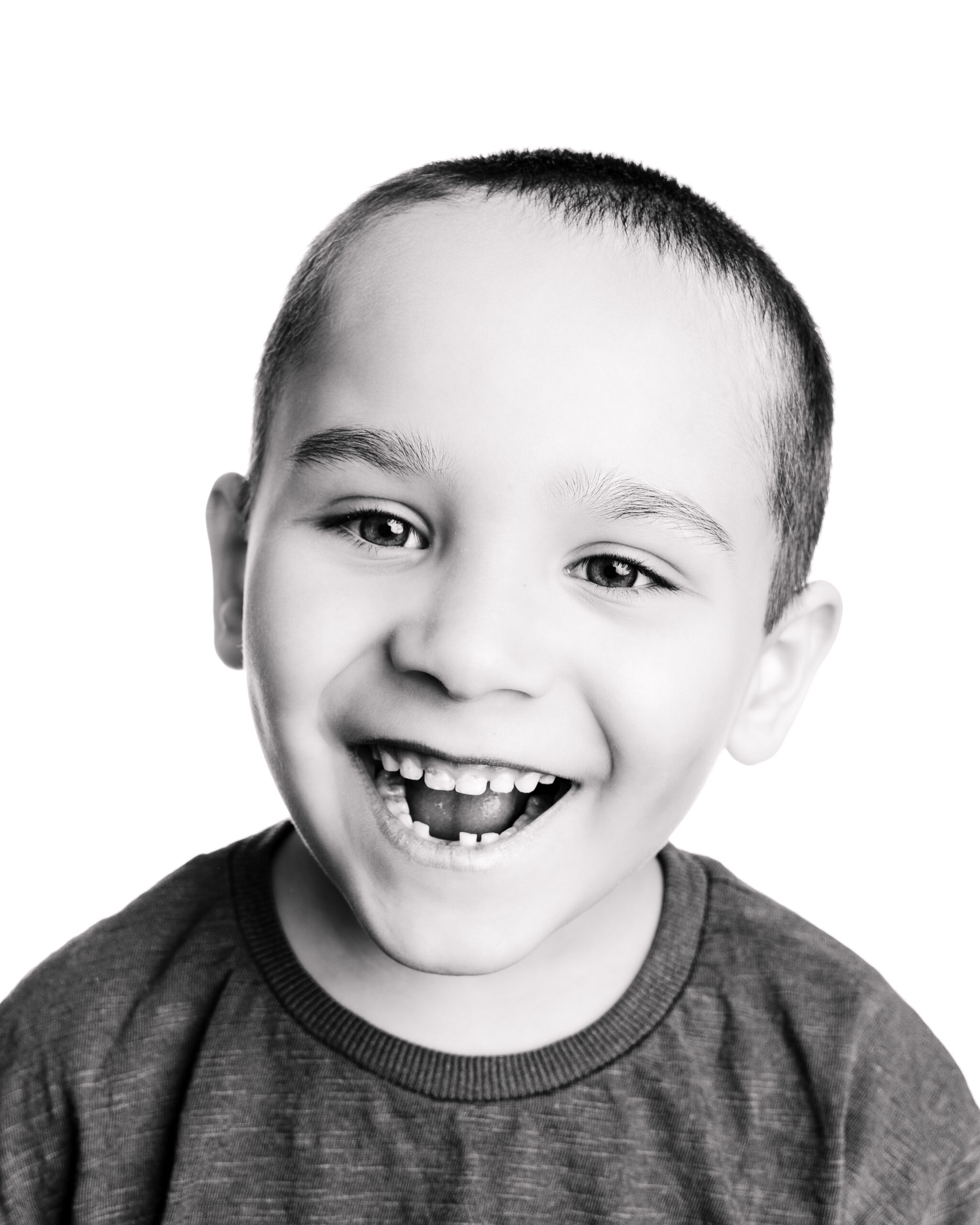 happy boy in black and white personality portrait folsom, ca